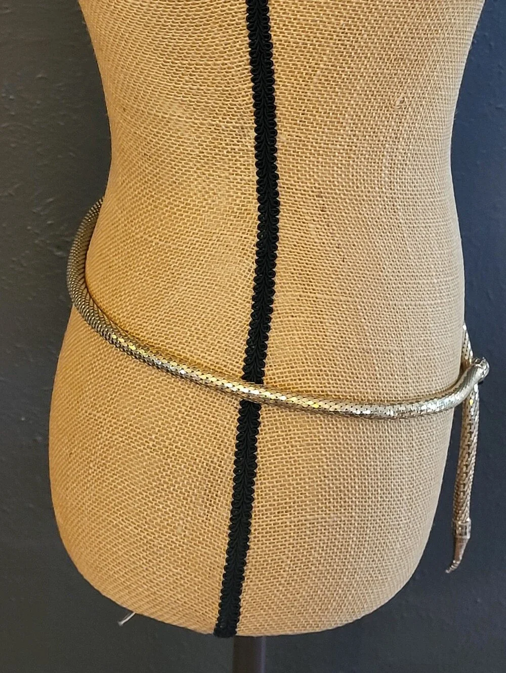 Whiting Davis Vintage 60s Goldtone Oromesh Serpent Belt/Lariat Necklace 38